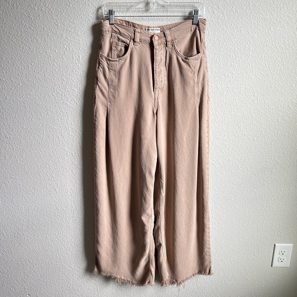 We the Free People Old West Slouchy Tan Wide Leg High Rise Jeans Women's 27 - Picture 2 of 7